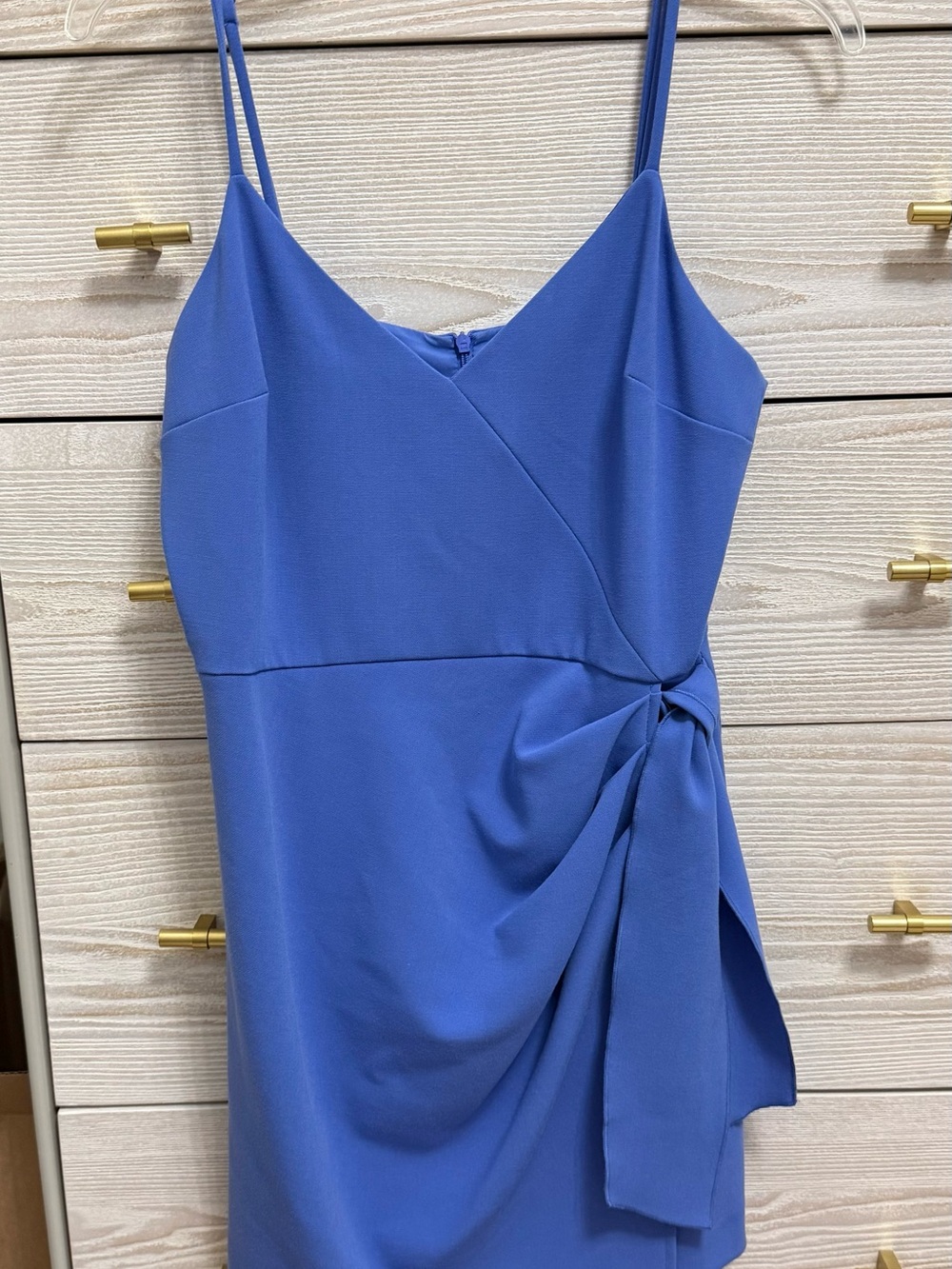 French Connection Cobalt Blue Spaghetti-Strap Mini Dress with Side Tie